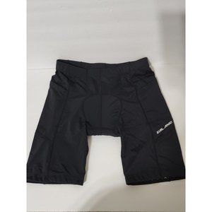 NWT Valano Mens Black Nylon Blend Padded Bicycle Cycling Shorts Size Large